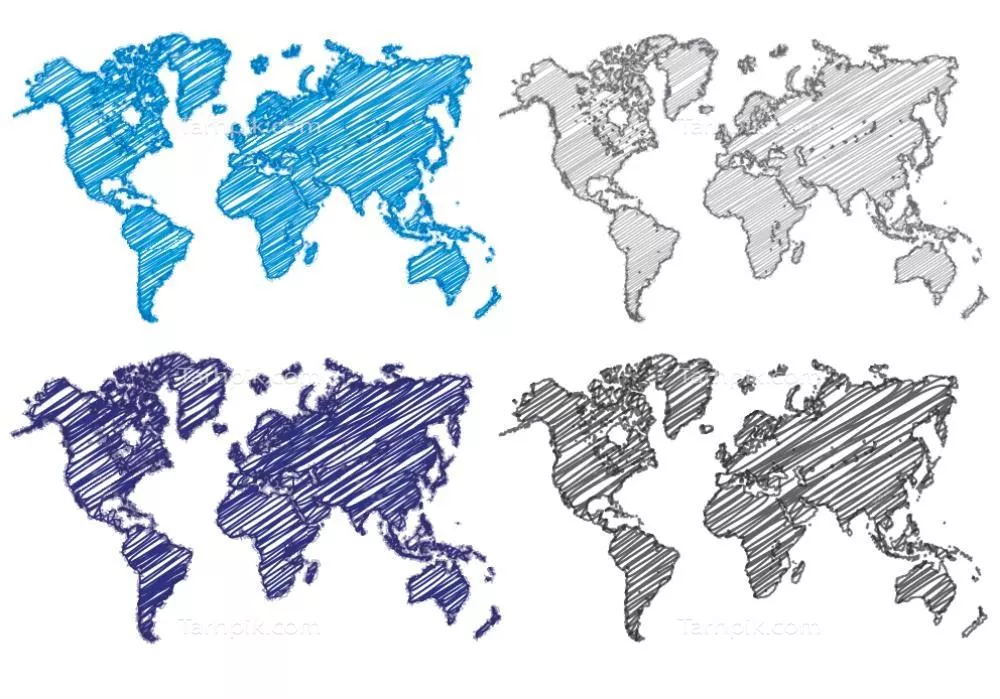 وکتور نقشه های جهانی با سبک خط خطی: ابزاری سرگرم کننده برای مصارف متفاوت