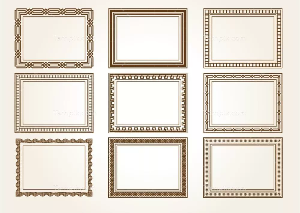 وکتور مجموعه‌ای از 9 قاب مربع تزئینی برای بهبود پروژه‌های طراحی شما
