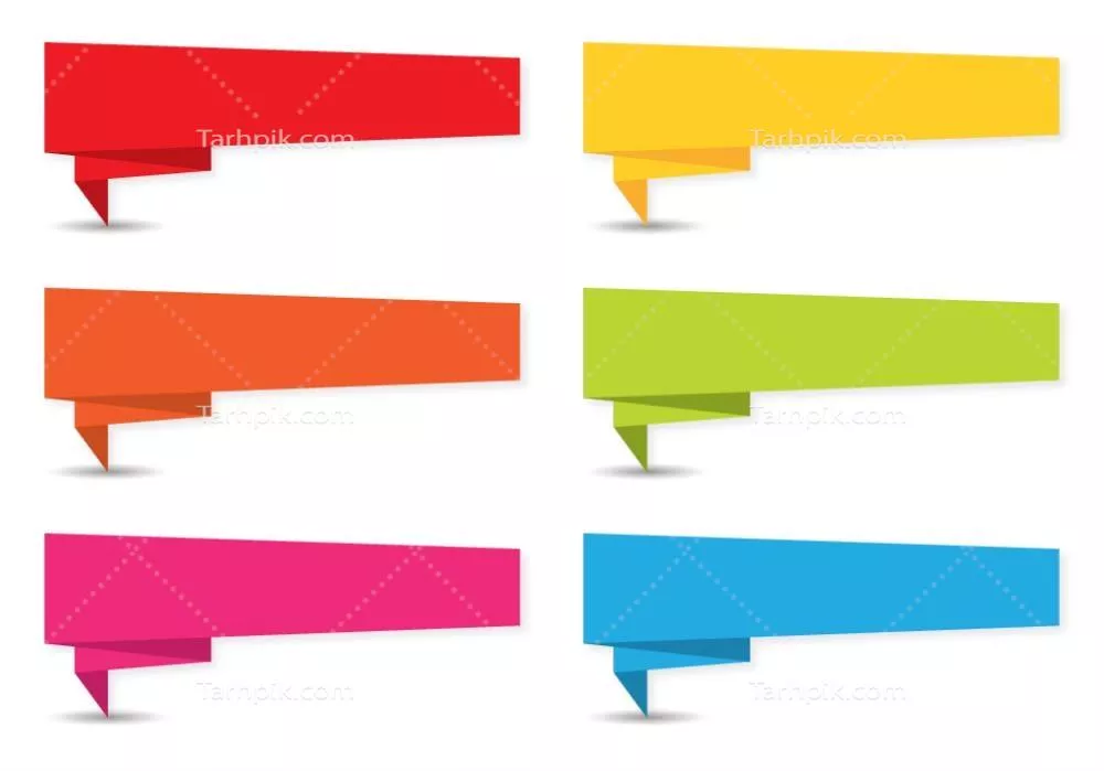 وکتور مجموعه‌ای از بنرهای رنگارنگ و زیبا به سبک اوریگامی برای استفاده‌های متنوع