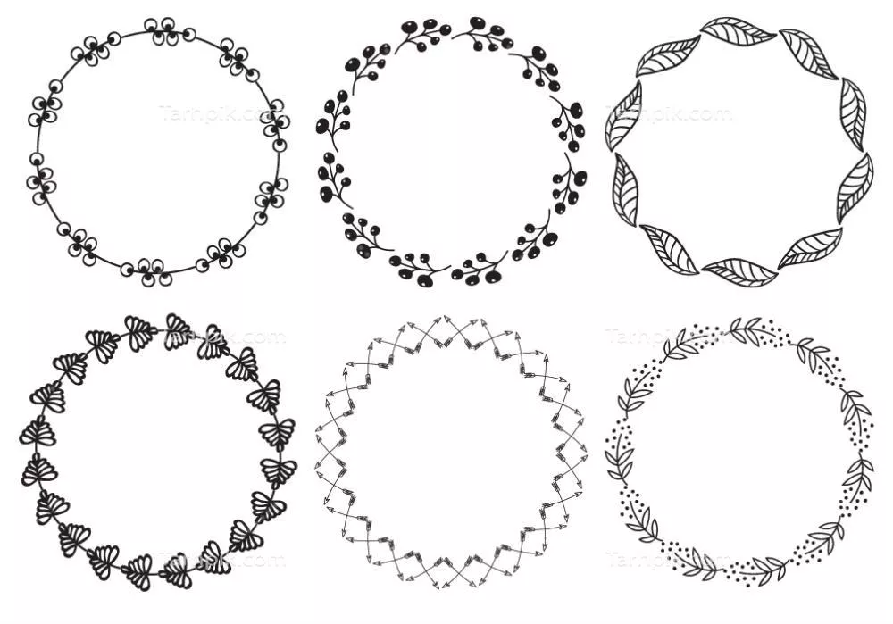 وکتور مجموعهای بسیار زیبا از قابهای تزئینی با طراحی دستکشیده که مصارف زیادی دارد