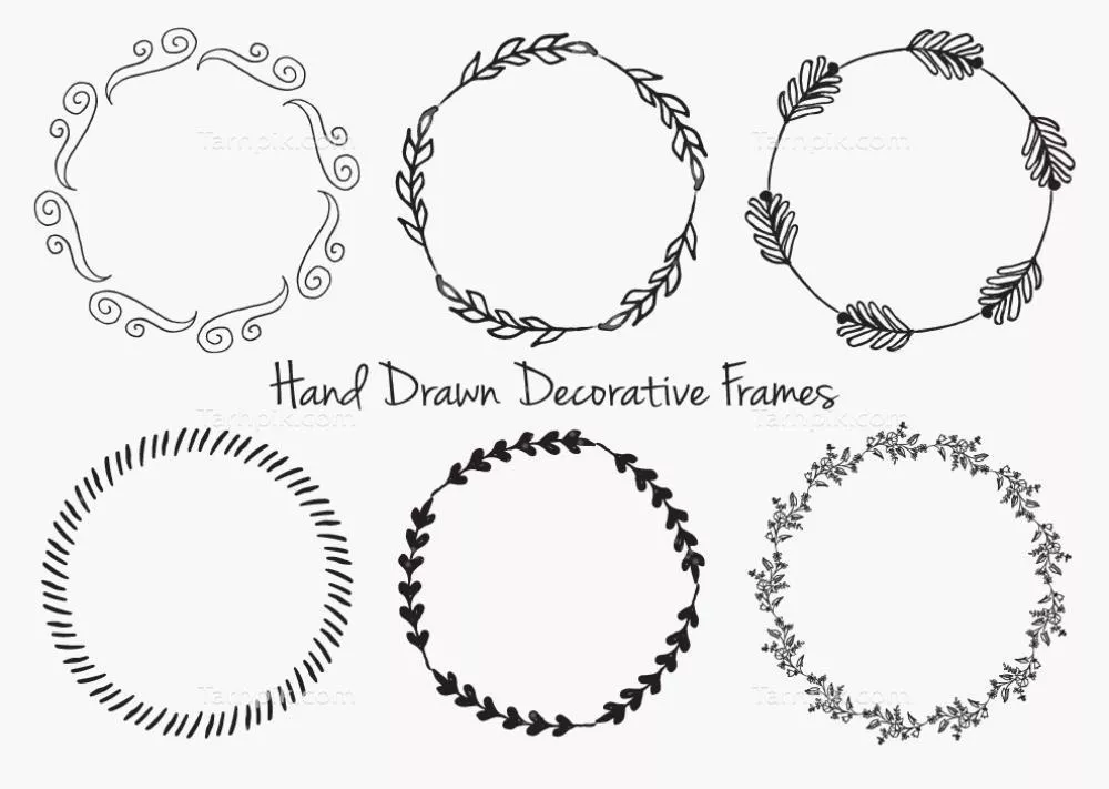 وکتور یک مجموعه بسیار زیبا از قابهای دکوراتیو به سبک دستکشیده برای طرحهای شما