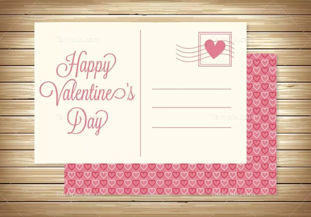 وکتور یک کارت پستال ولنتاین روز عاشقان با طراحی بسیار جذاب و شیرین