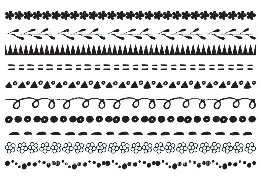 وکتور مجموعه‌ای زیبا و کاربرپسند از حاشیه‌های بصورت دست‌کشیده برای طراحی‌های خلاقانه شما