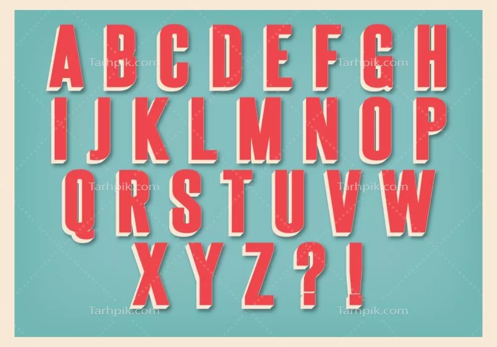 وکتور یک مجموعه حروف الفبا به سبک رترو که بی شک کاربردهای زیادی دارد