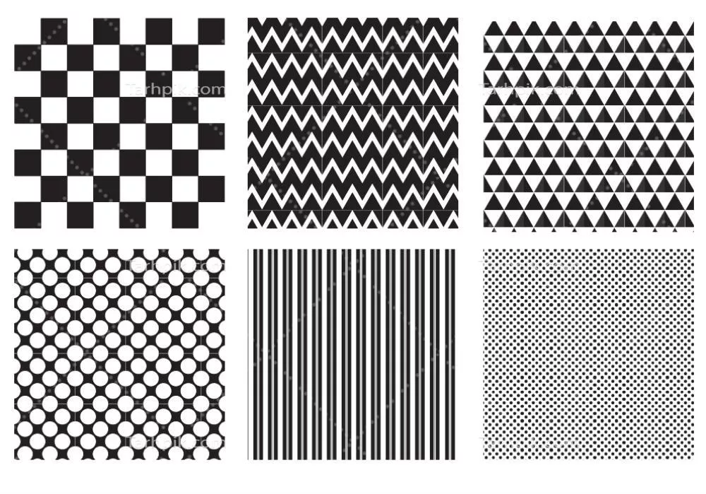 وکتور مجموعهای مفید از الگوهای هندسی شامل طرح لوزی، تختهشطرنجی و سایر الگوها