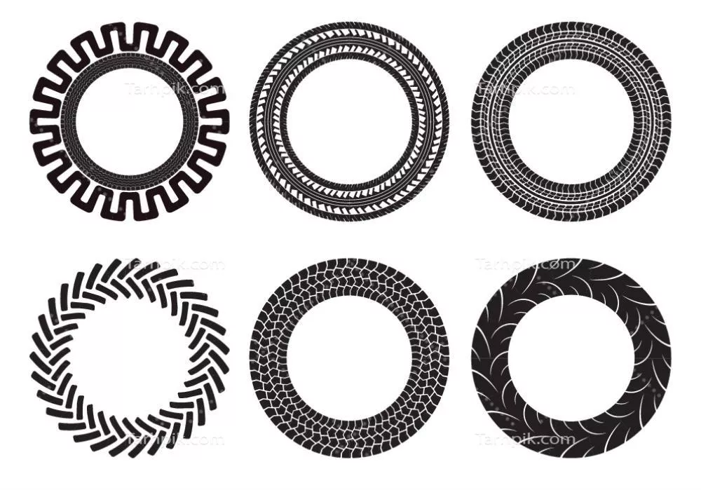 وکتور مجموعهای مفید از اشکال لاستیک تراکتور که برای شما کاربرد دارد
