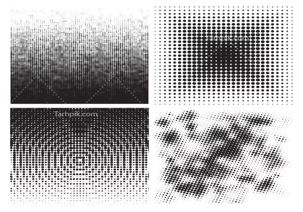 وکتور مجموعه فوقالعاده و بسیار مفید از الگوهای نیمهتُن در تنوعهای مختلف