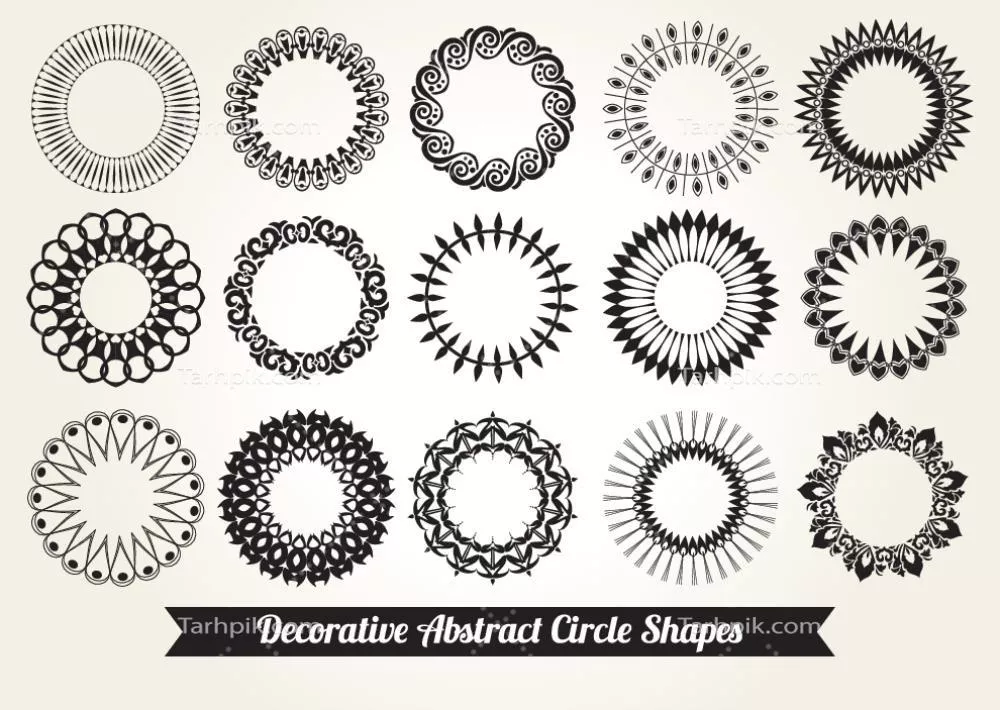 وکتور مجموعهای شگفتانگیز از 15 شکل دایرهای تزئینی برای پروژههای طراحی شما