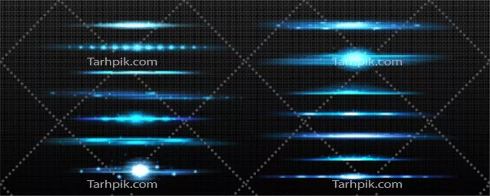 خط تقسیم خطی براق افقی با جلوه نور آبی - وکتور