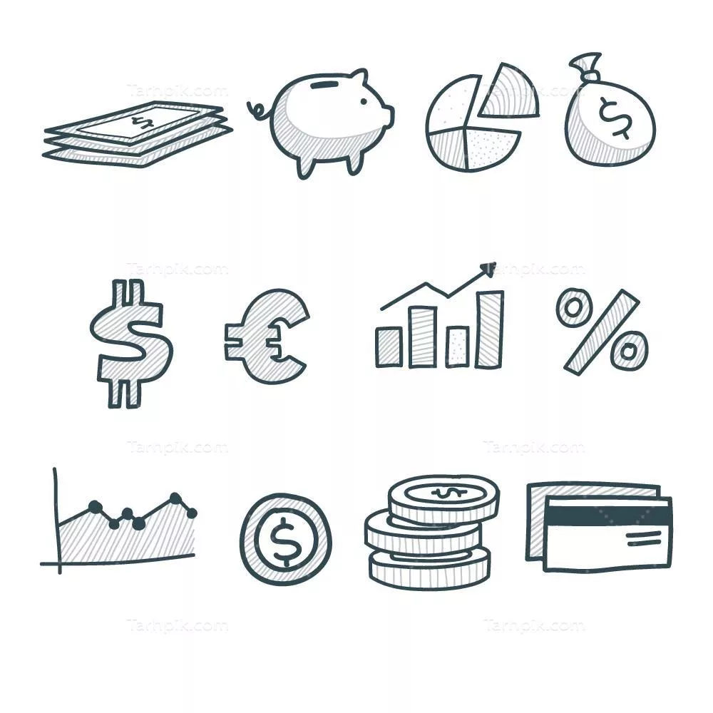 عناصر اطلاعاتی وکتور مرتبط با پول - اینفوگرافیک بصری