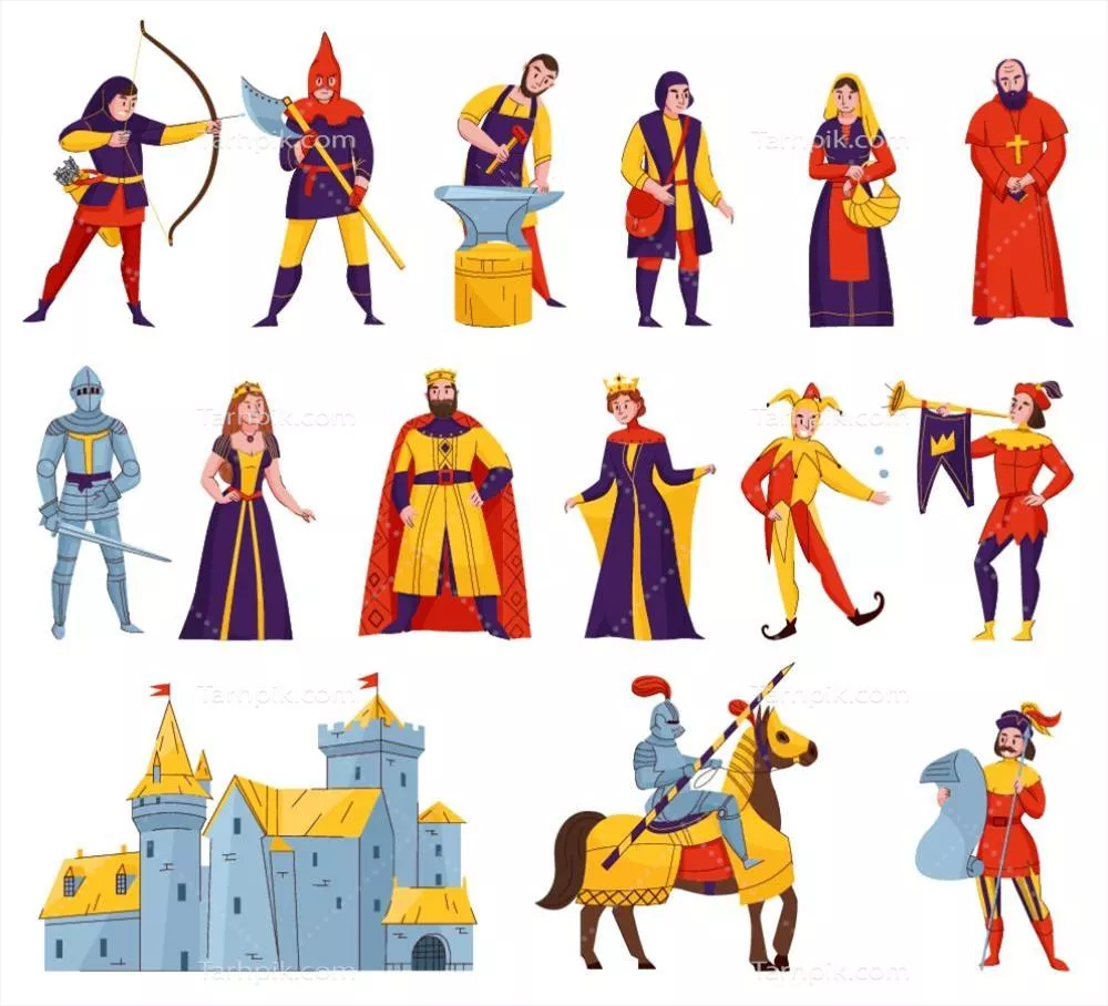 آیکون های وکتور از دوران قرون وسطی و پادشاهی ها