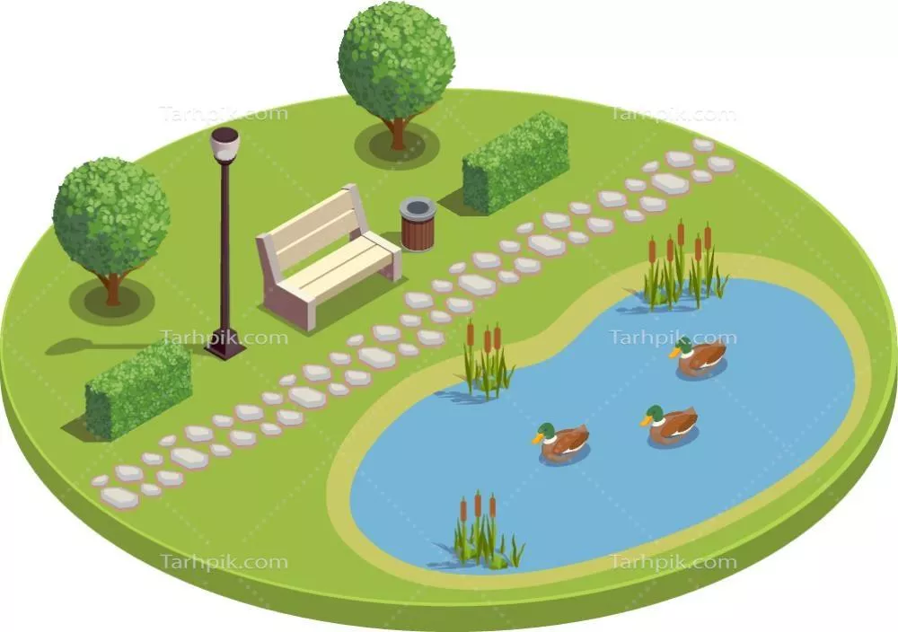 وکتور زیرساخت های مدرن شهر و پارک به صورت ایزومتریک با طراحی های جدید