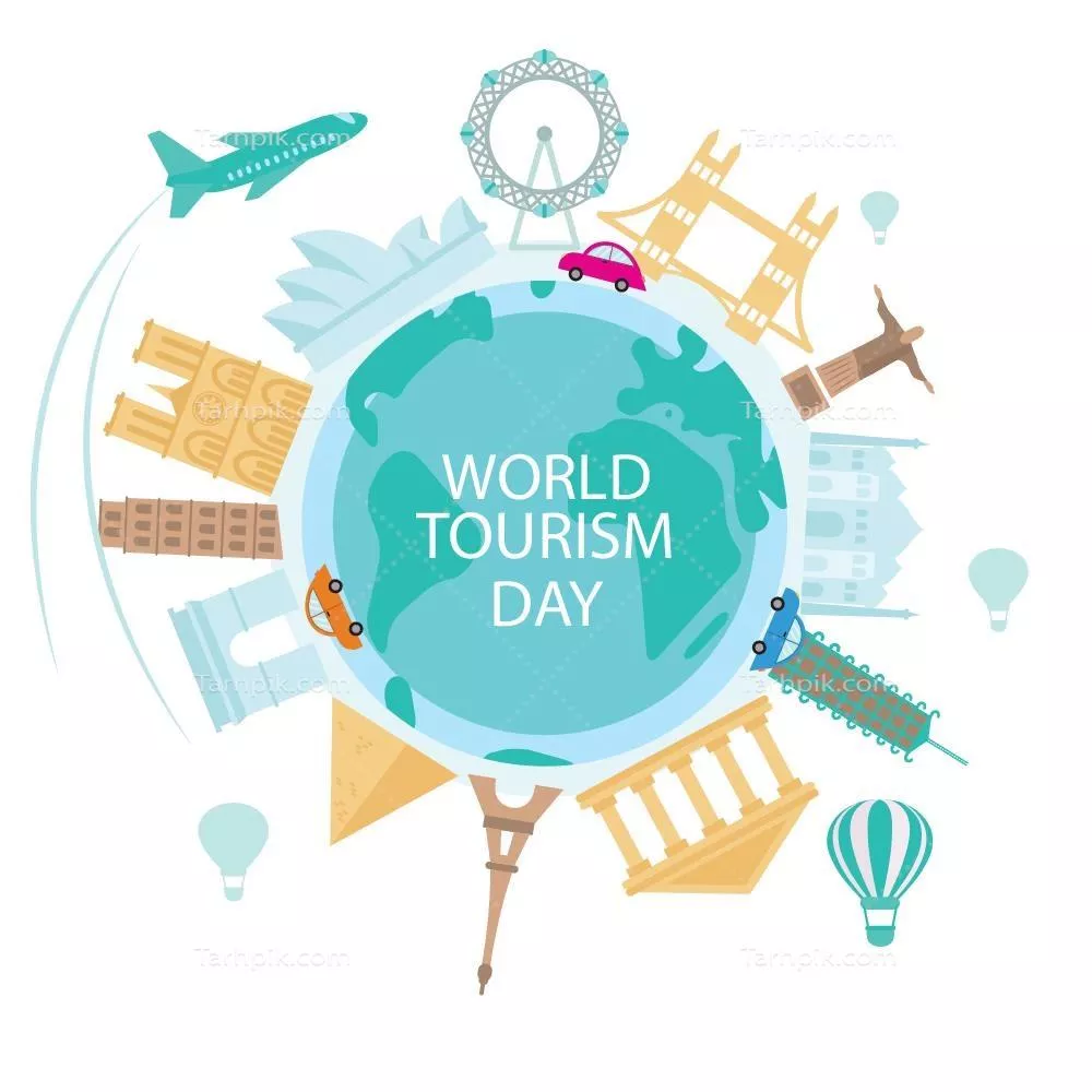 وکتور ترکیب طراحی مسطح جشن جهانی گردشگری در دنیای مدرن