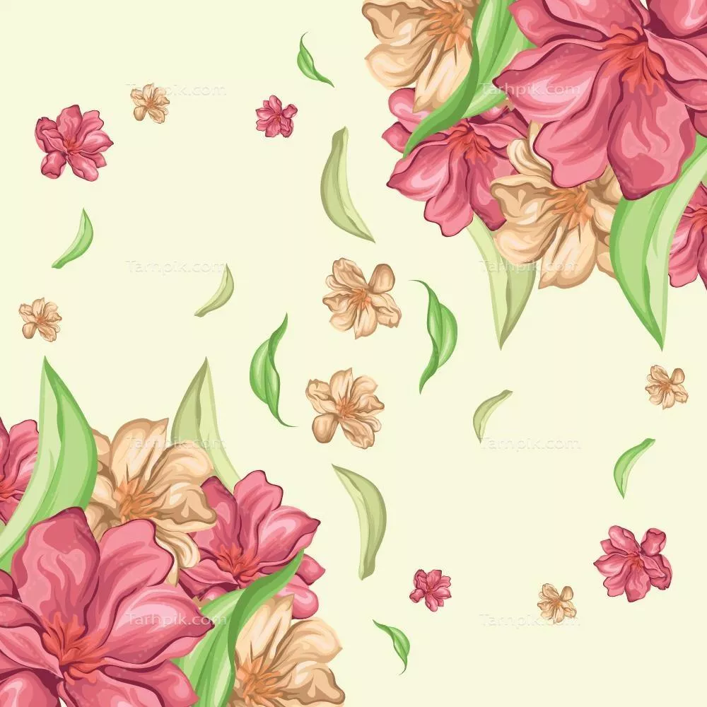 پس‌زمینه طبیعی با گل‌های زیبا - طراحی وکتور