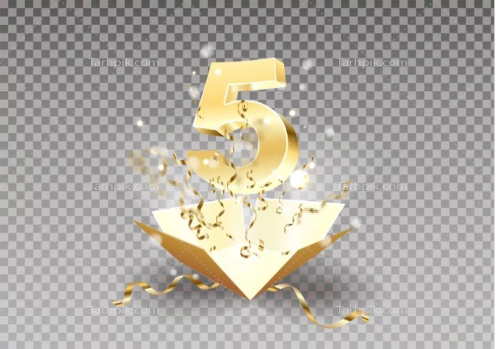 وکتور شماره ۵ طلایی لوکس با طراحی سه بعدی بینظیر و جذاب