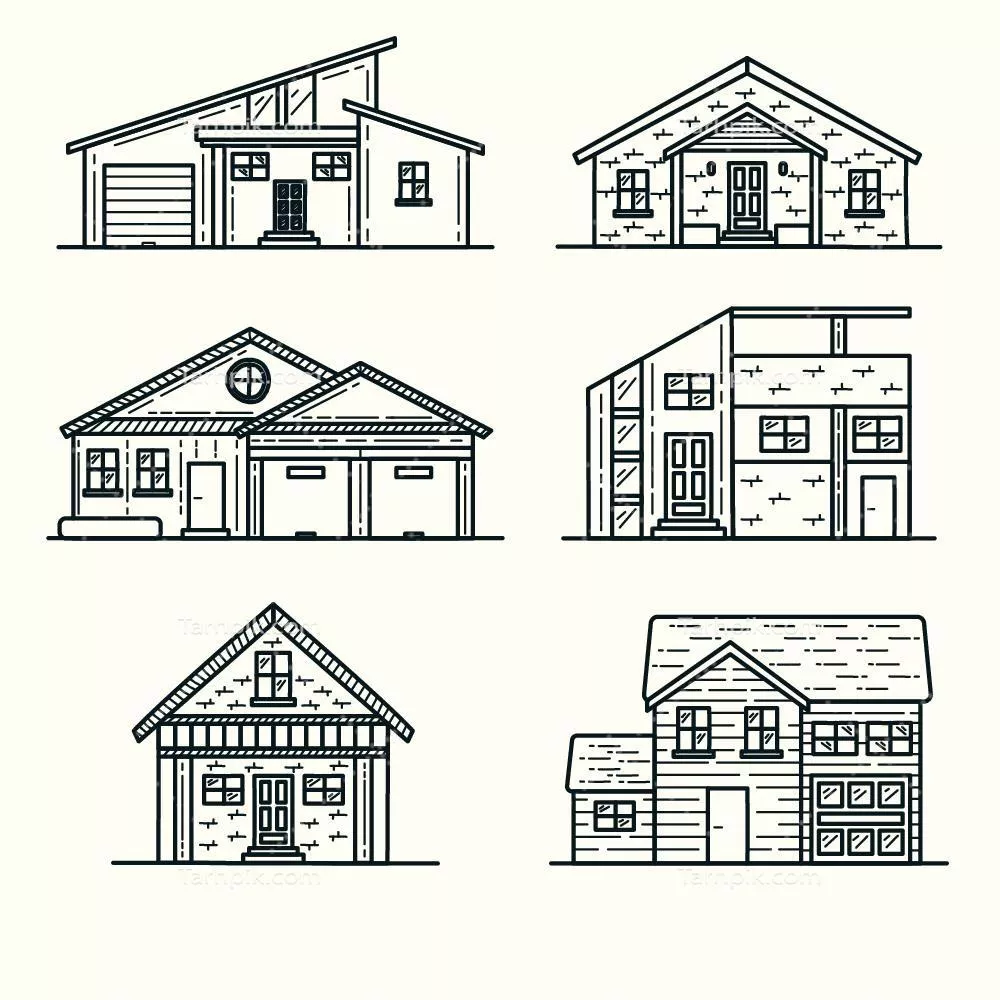 بسته طراحی شده با دست از خانههای وکتوری - مجموعه اول