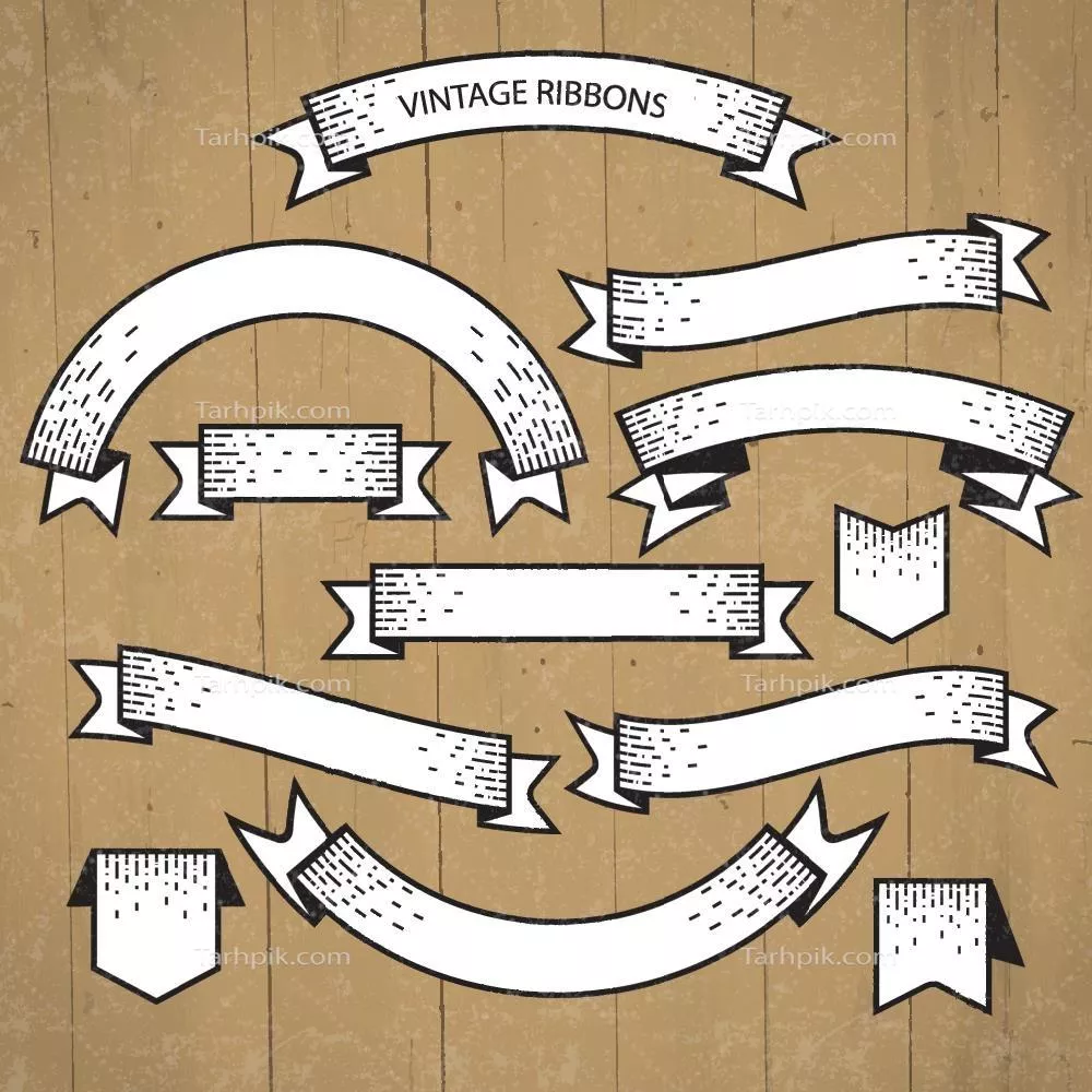 بسته وکتور ریبون های قدیمی و جالب برای طراحی گرافیکی