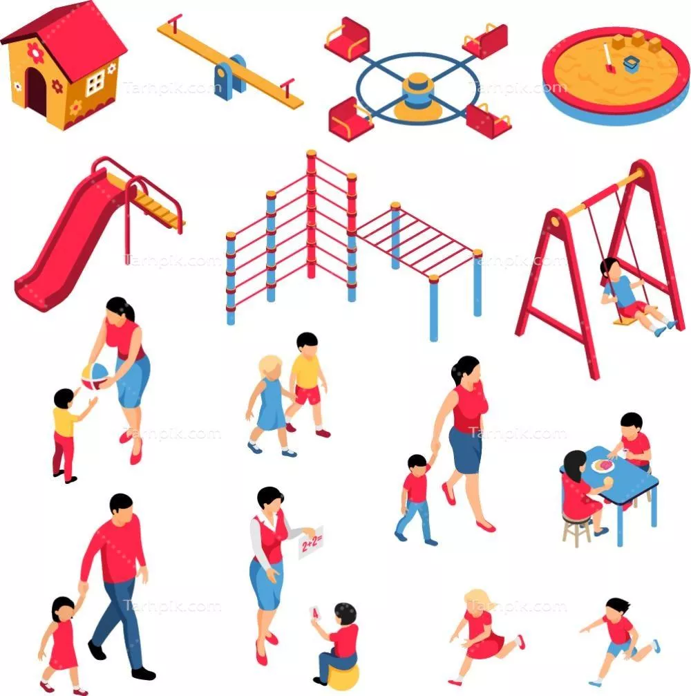 عناصر پارکی و طراحی فضای سبز در قالب وکتور برای استفاده آسان