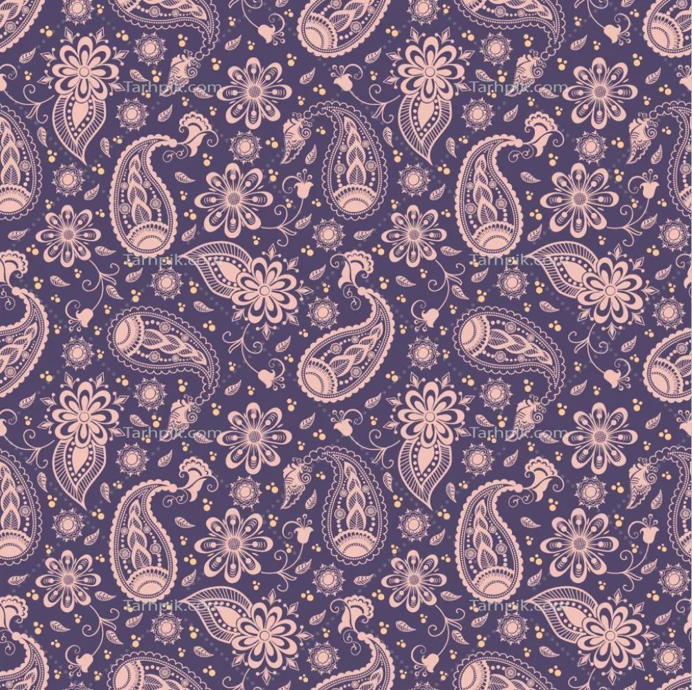 وکتور الگوی پیچیده و بنفش پیزلی: تکنیک طراحی و تزئین هنر دیجیتال