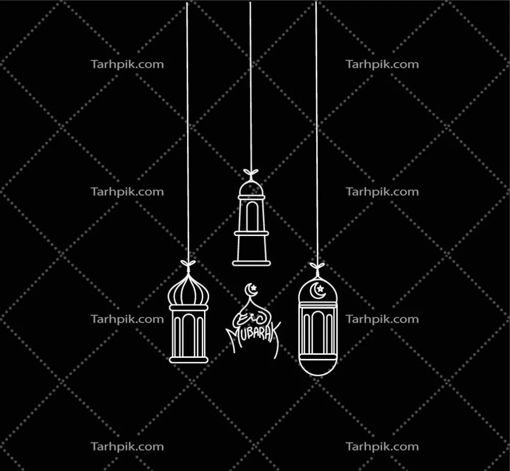 وکتور کتابچه نورانی برای ماه رمضان با تصویر سیلوئت فانوس