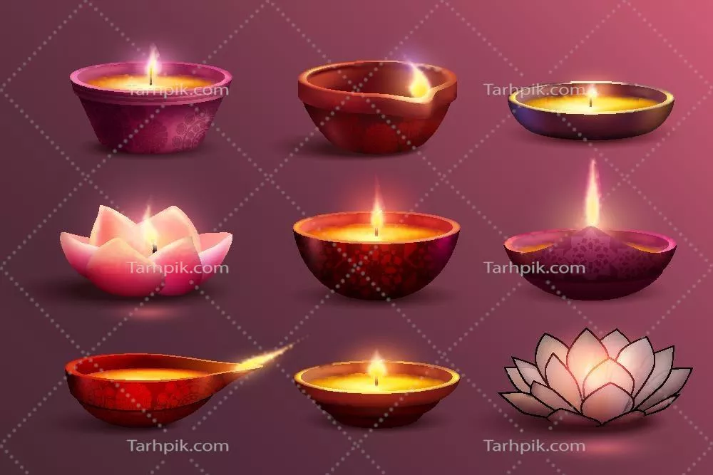 طرح وکتور شمعهای دییا با جزئیات واقعی و جذاب