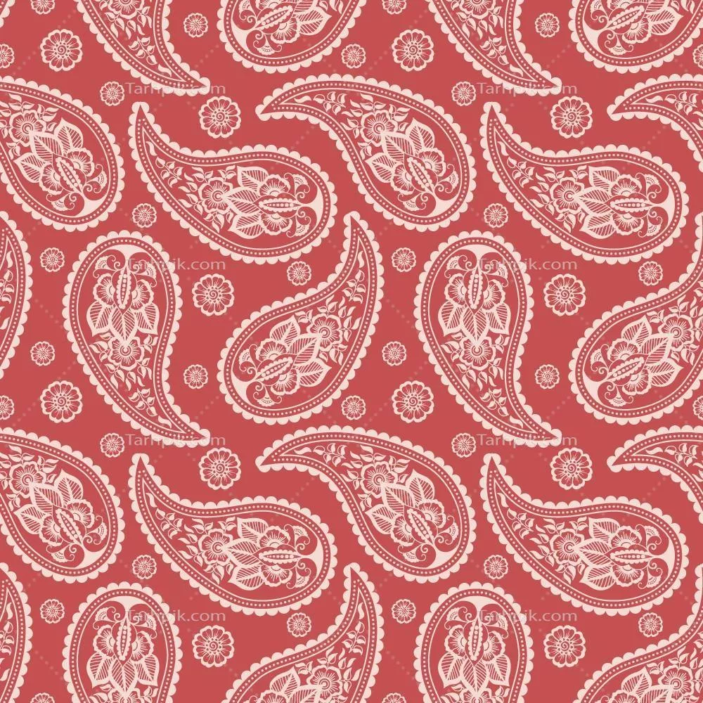 طرح وکتور پیچیده با الگوی پیزلی قرمز و سفید