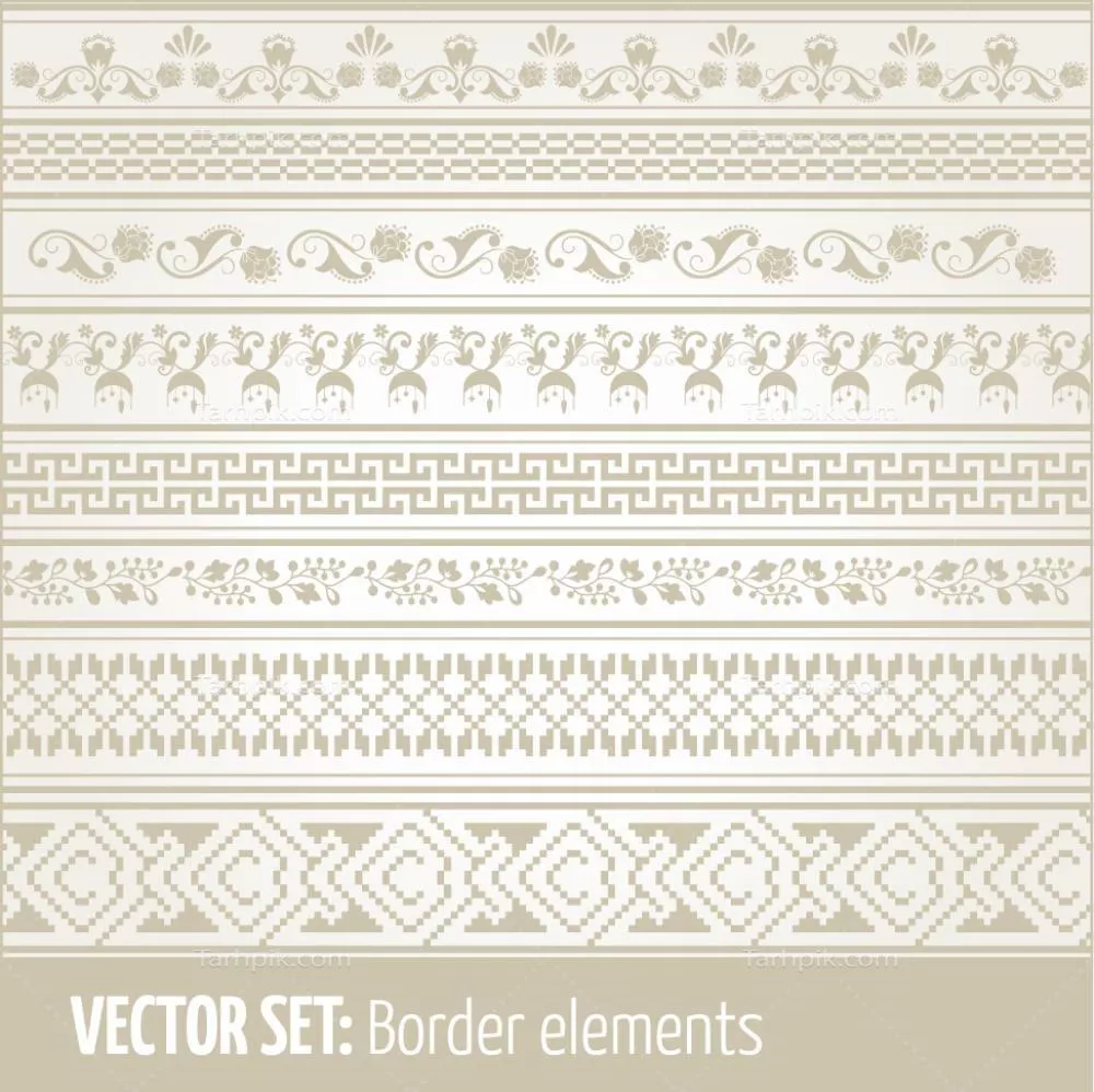 مجموعه عناصر حاشیه و مرز وکتور برای طراحی گرافیکی