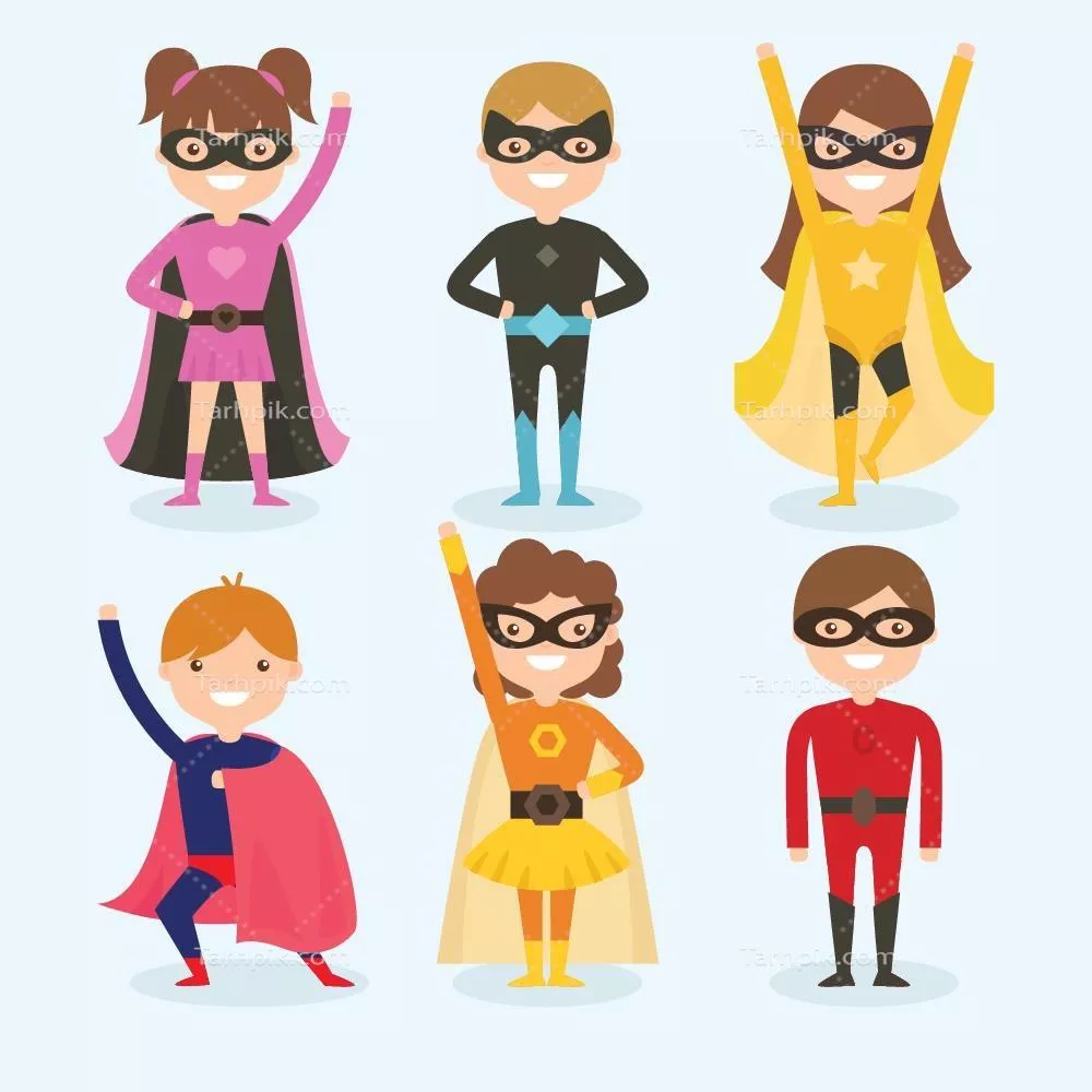 وکتور مجموعه کاریکاتوری قهرمانان فوقالعاده خندهدار - گرافیک و طراحی