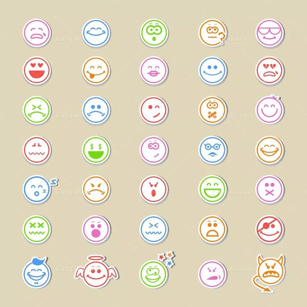 کلکسیون اموجی های مسطح و ساده به سبک وکتور