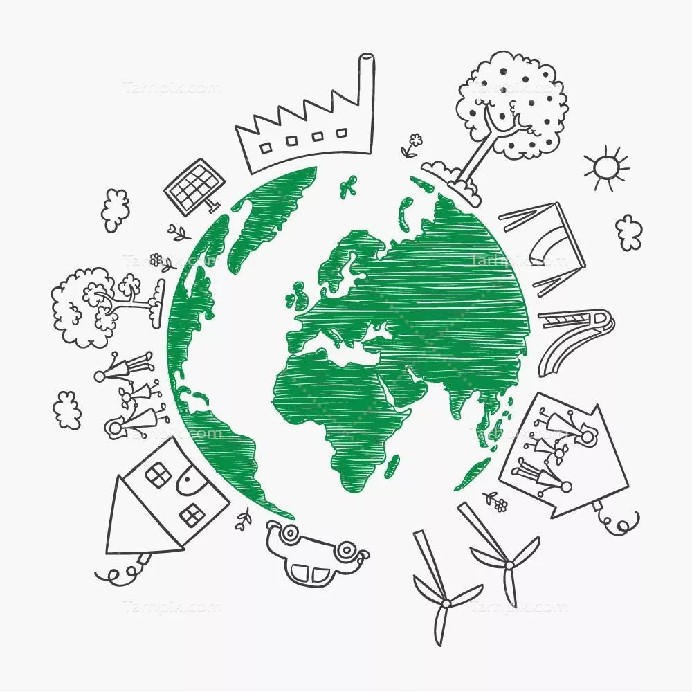 طراحی وکتور زمین نقاشی شده برای روز زمین با جزئیات خاص