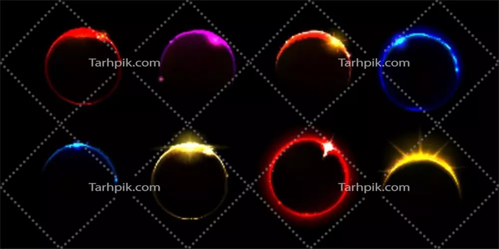 وکتور اثر نوری حلقهای و شعلهی طلوع خورشید در کسوف سیارهای