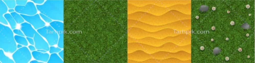 متنها و بافتهای زمین شامل چمن، شبدر و کاکتوس به صورت وکتور