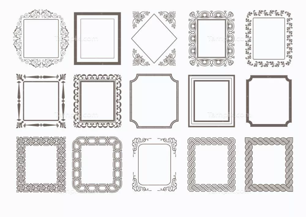 وکتور ست شامل 15 قاب دکوری متنوع برای استفاده در پروژههای مختلف