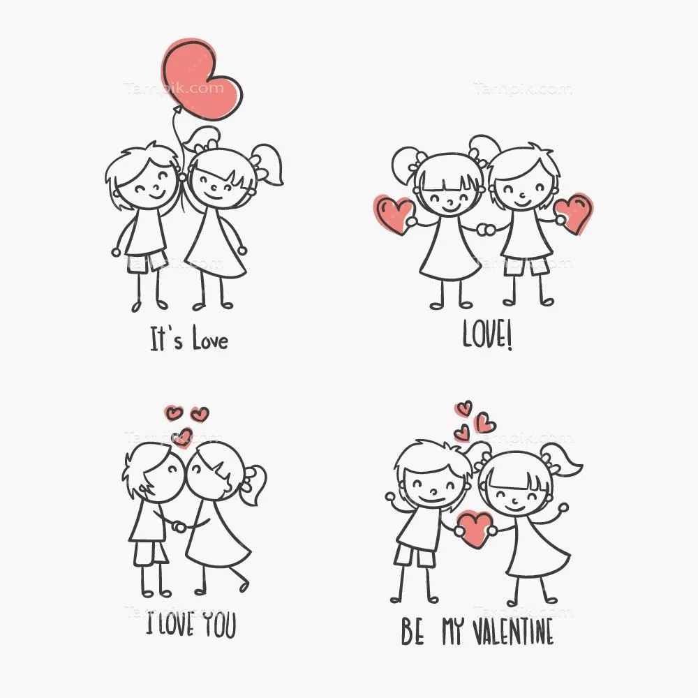 تصویر وکتور زیبا و کودکانه برای روز ولنتاین