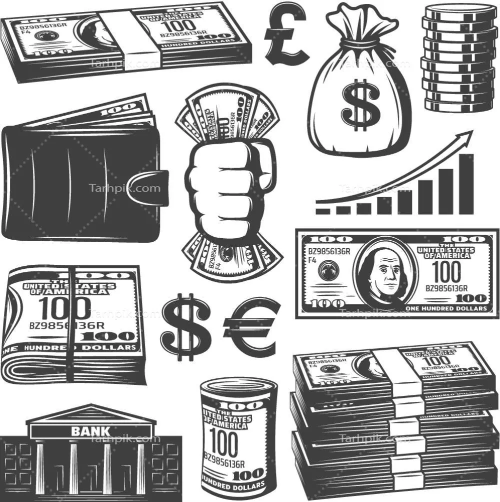 مجموعه المان‌های وکتور پول‌های قدیمی و نایاب با طراحی‌های خاص