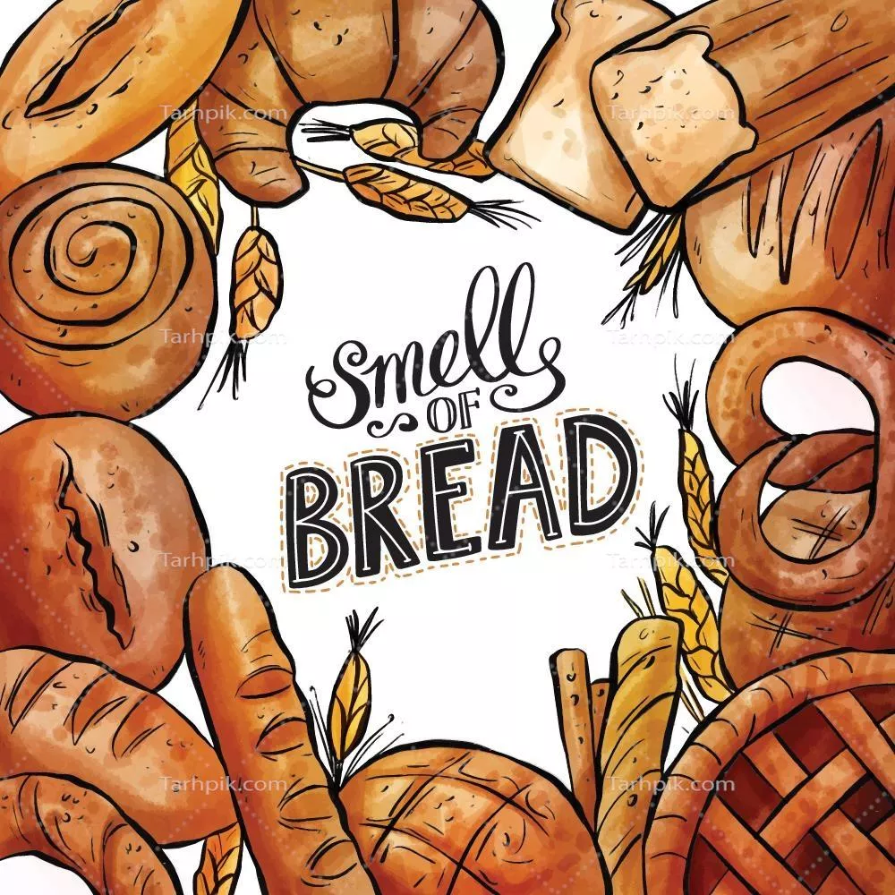 طرح وکتور قاب نان با تکنیک آب رنگی بسیار زیبا و هنرمندانه