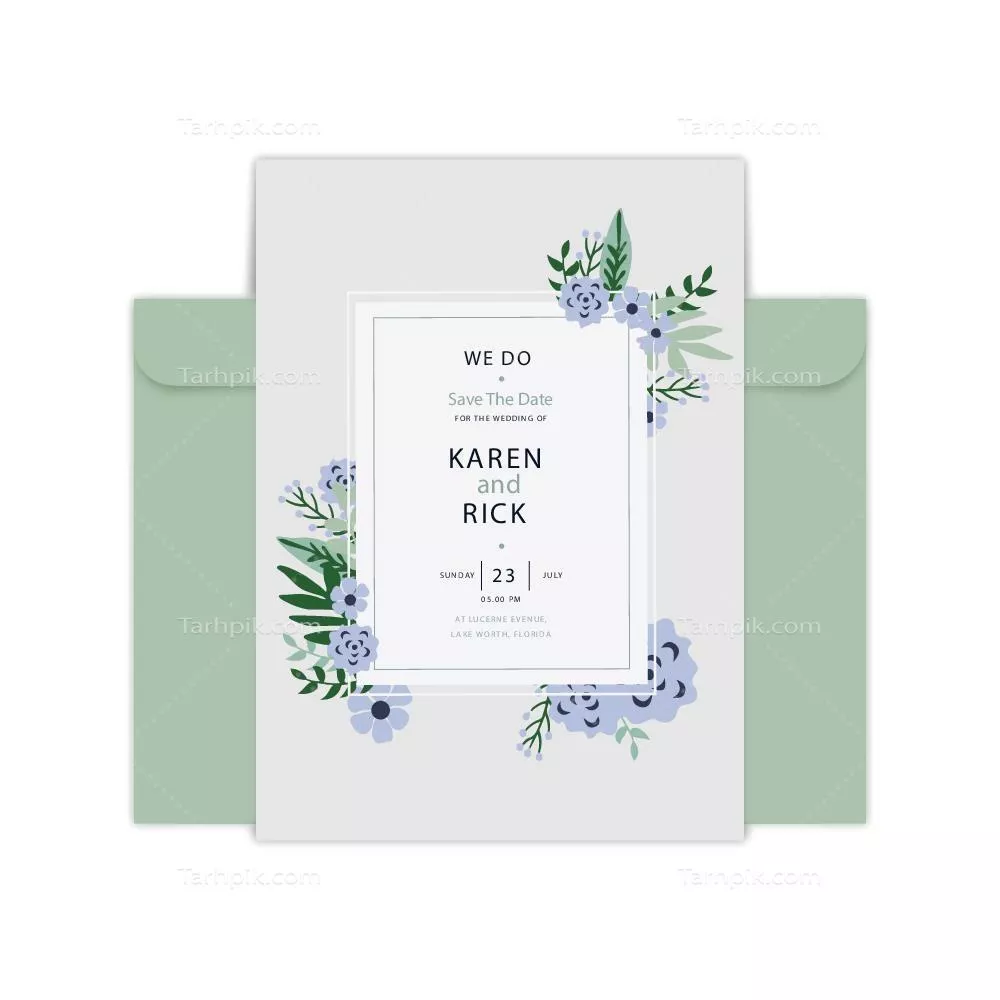 قالب کارت عروسی وکتور با طراحی زیبا و جذاب برای دعوتنامه ها