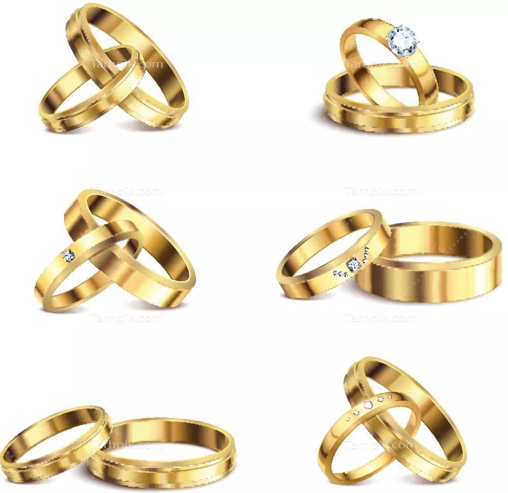 مجموعه وکتور حلقه‌های ازدواج با طراحی‌های زیبا و منحصر به فرد