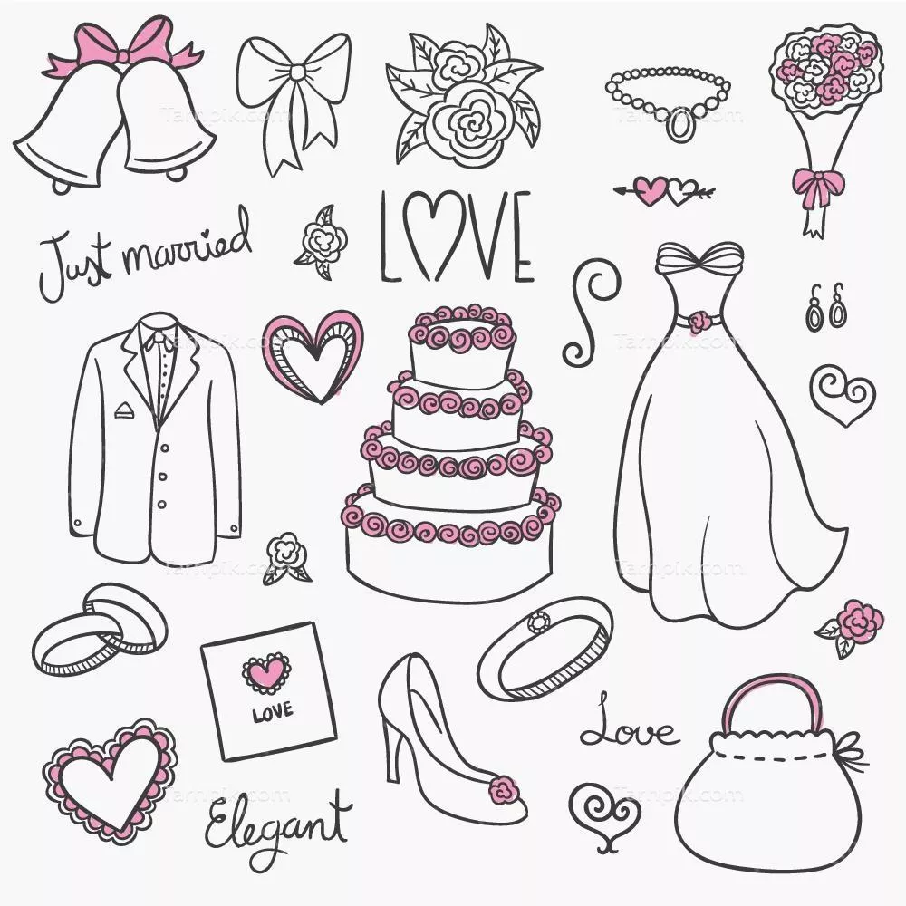 مجموعه وکتور یادداشت های عروسی با طراحی های زیبا و هنری