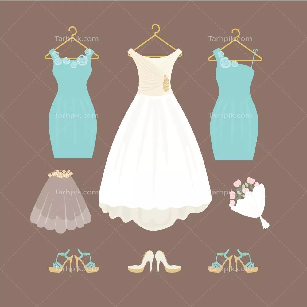 کتابخانه وکتور لباس های عروسی - مجموعه ای از طرح های زیبا