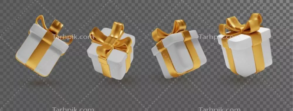 جعبه هدیه سفید و طلایی با طراحی وکتور زیبا و منحصر به فرد