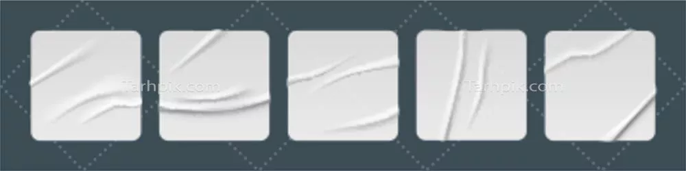 ماکاپ وکتور برچسب های سفید چسب دار و وصله های کاغذی جمع شده