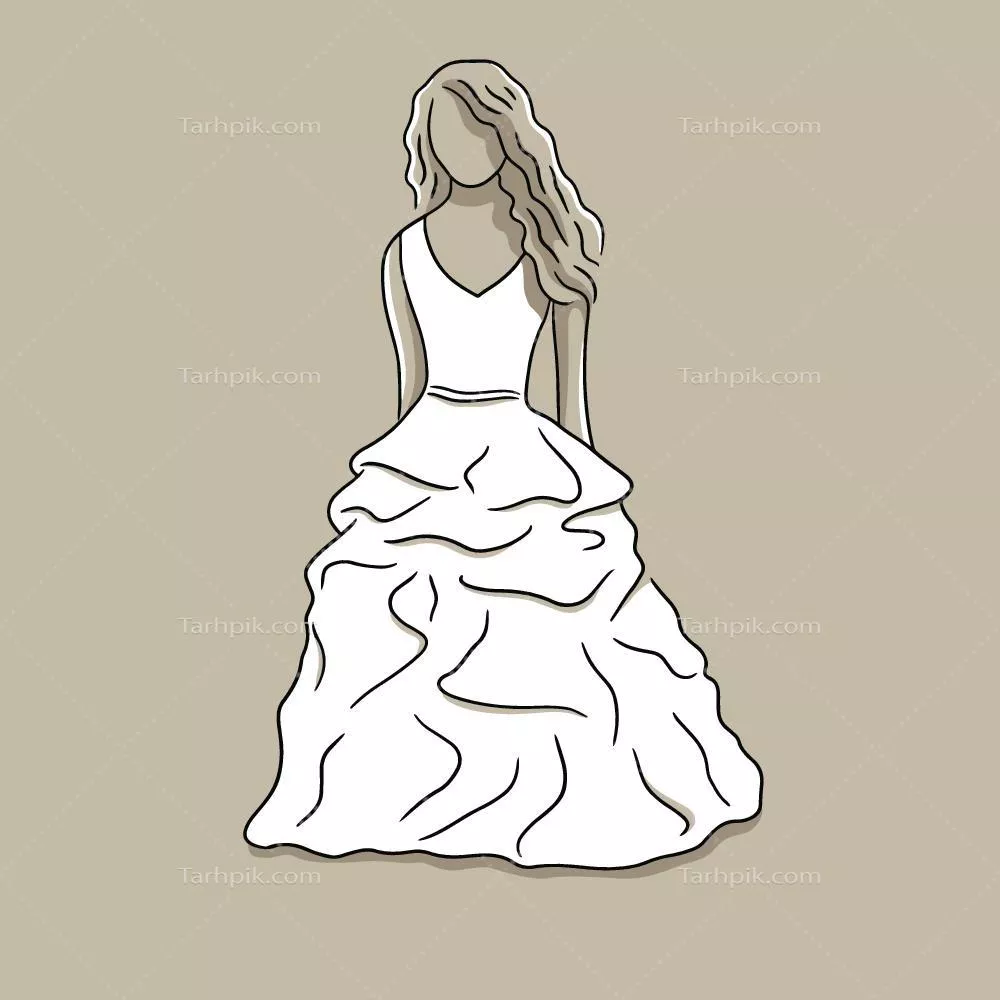 طراحی وکتور لباس عروس سفید - طرح شماره ۰۱