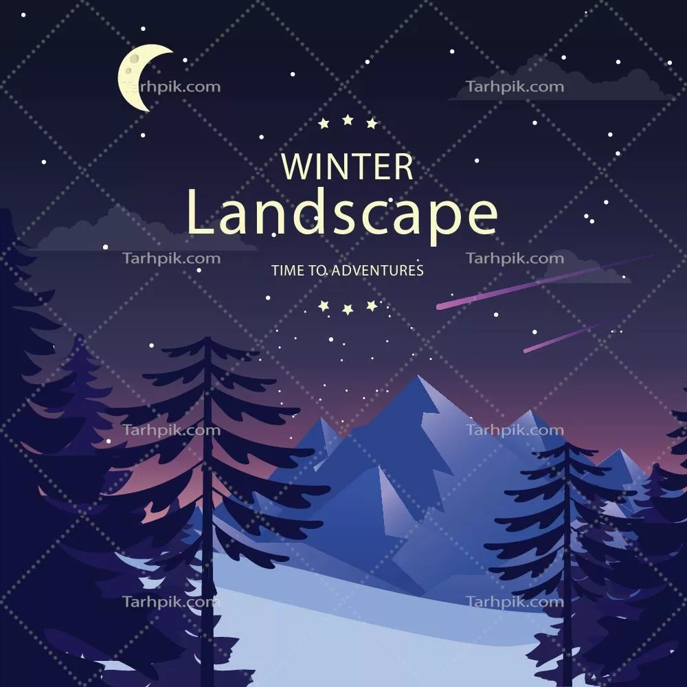 پسزمینه وکتور منظره زمستانی با جزئیات زیبا و طبیعی