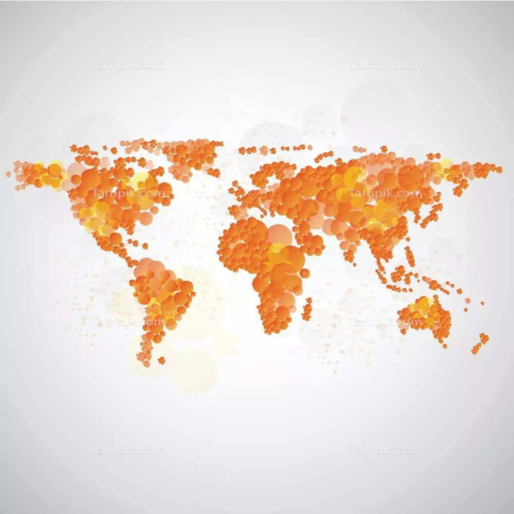 طراحی وکتور نقشه جهانی با حبابهای زیبا و مینیمالیستی
