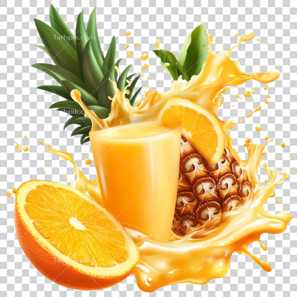 عکس دوربری مخلوط آبمیوههای میوههای گرمسیری با طعمهای متنوع و تازه