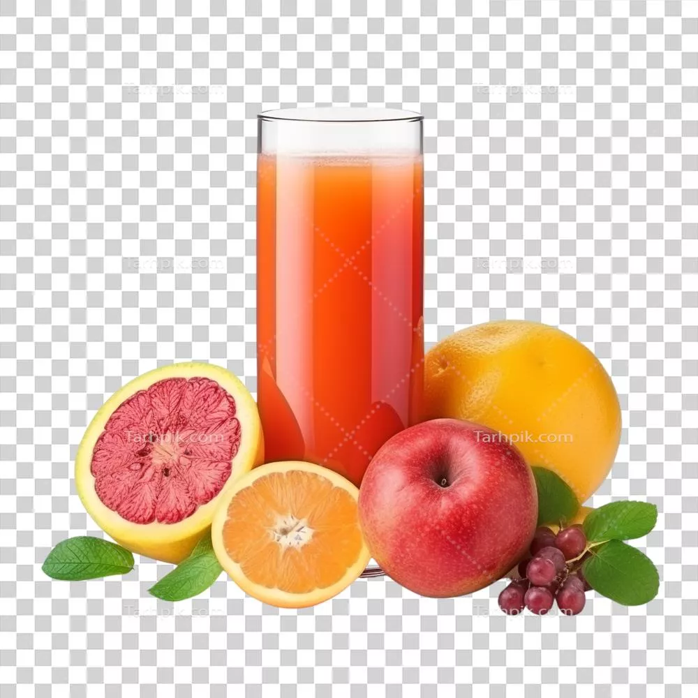 عکس دوربری تصاویر هنری آبمیوه تولید شده با هوش مصنوعی - کلیپ آرت میوه های تازه