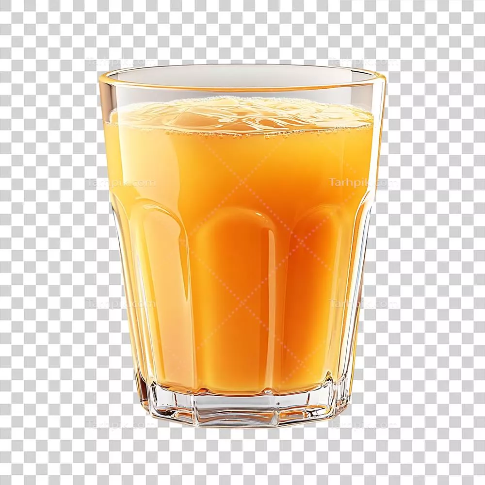 عکس دوربری یک لیوان تازه و خوشمزه آب پرتقال با پسزمینه شفاف