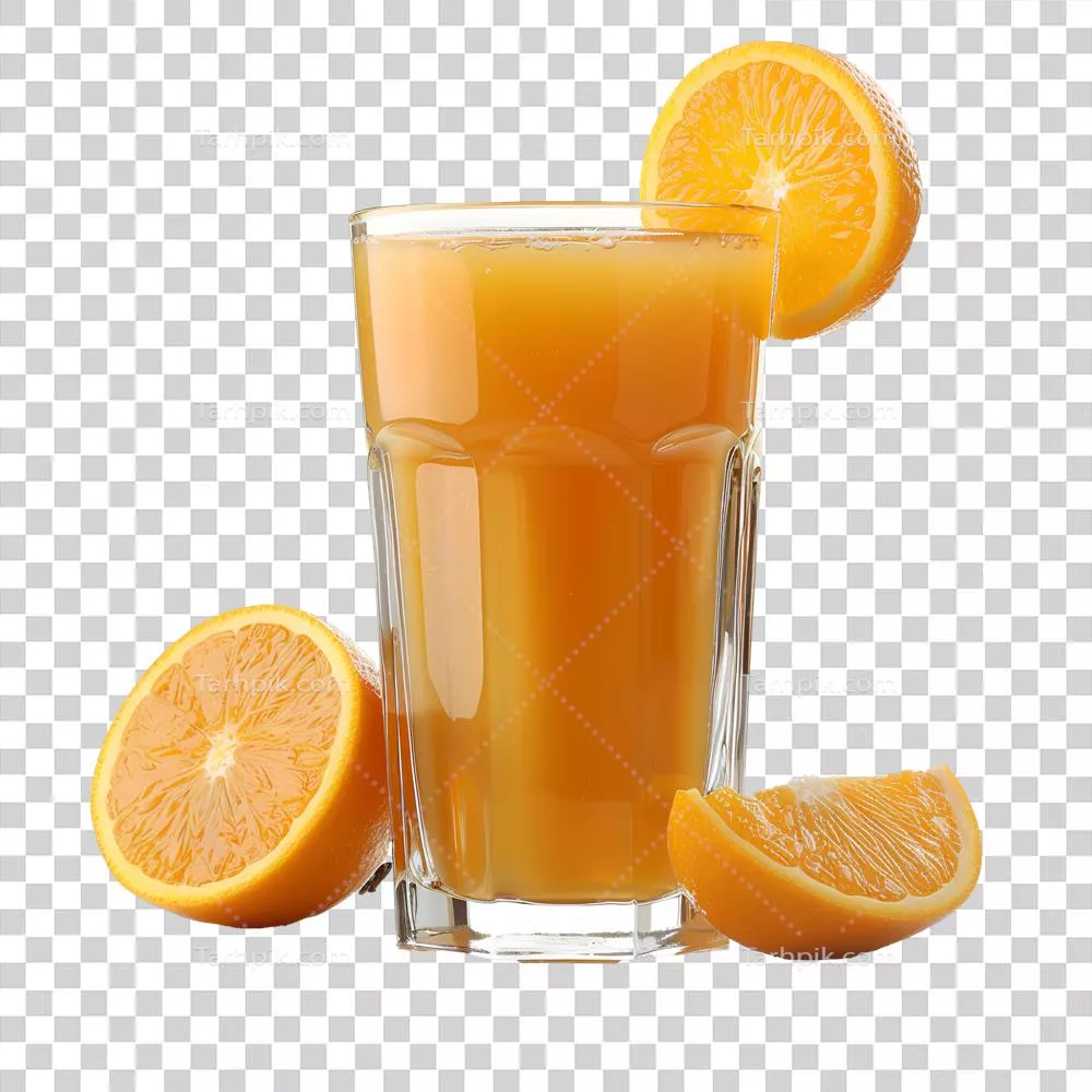 عکس دوربری آبمیوه نارنجی خنک وrefreshing در تابستان برای رفع عطش