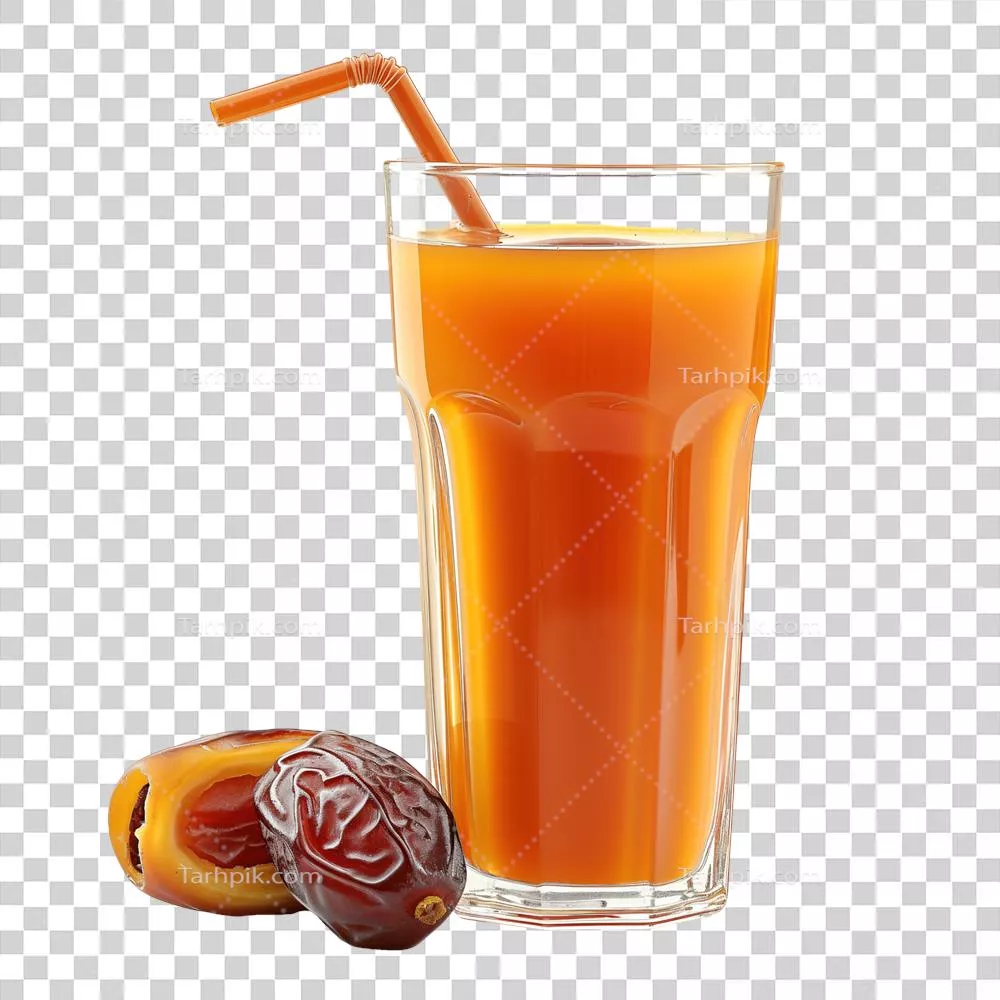 عکس دوربری آب‌میوه خرما تازه تولیدشده با هوش مصنوعی بر روی پس‌زمینه شفاف